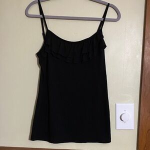 LOFT Elegant Black Ruffle Camisole